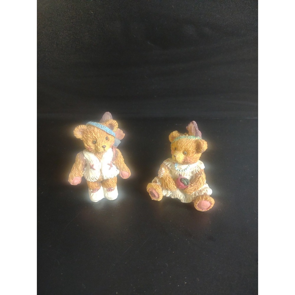 2 Vintage Teddy Bear Native American Figure With Quiver Of Arrows And An Applr